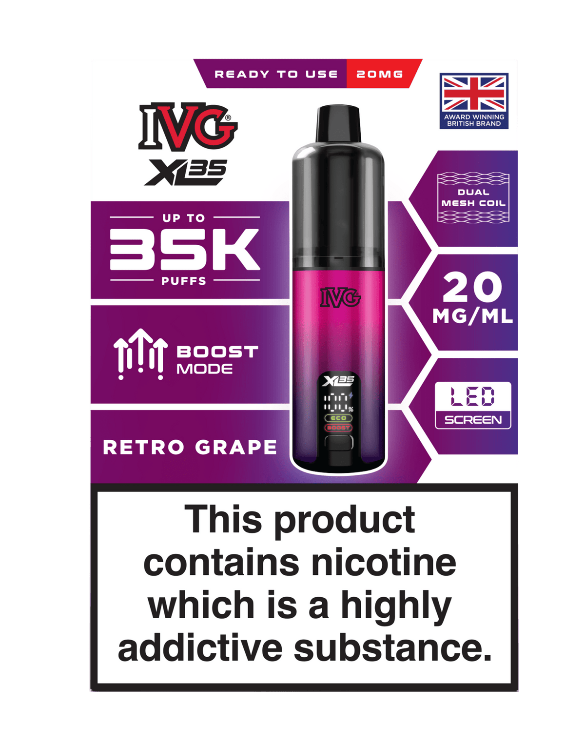 Buy IVG XL 35K Prefilled Pod Vape - Retro Grape