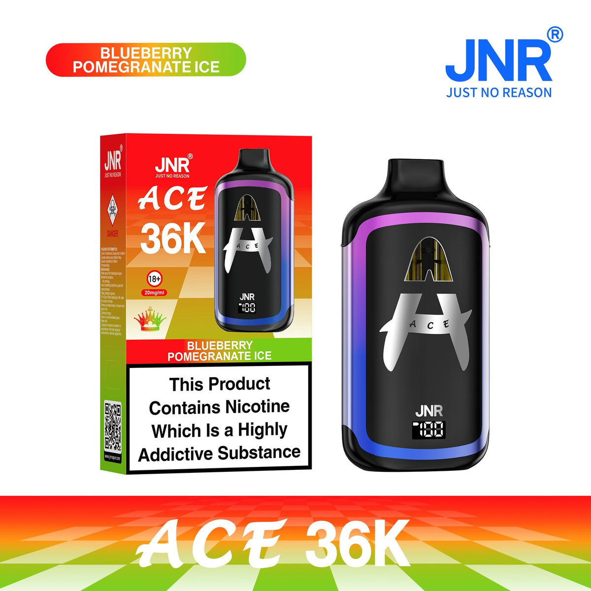 Buy JNR ACE 36k Prefilled Vape Kit Pack of 5 - Blueberry Pomegranate Ice
