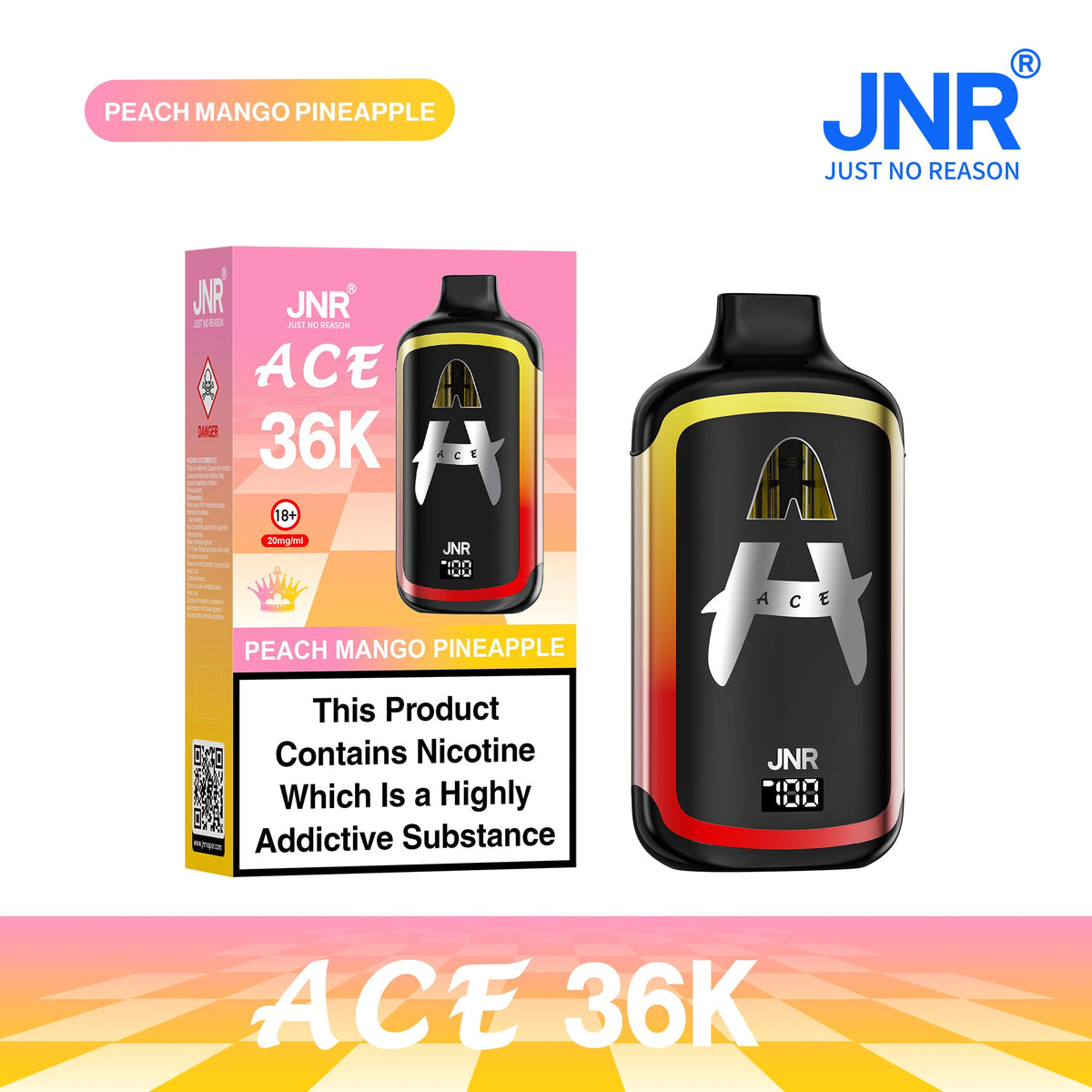 Buy JNR ACE 36k Prefilled Vape Kit Pack of 5 - Peach Mango Pineapple