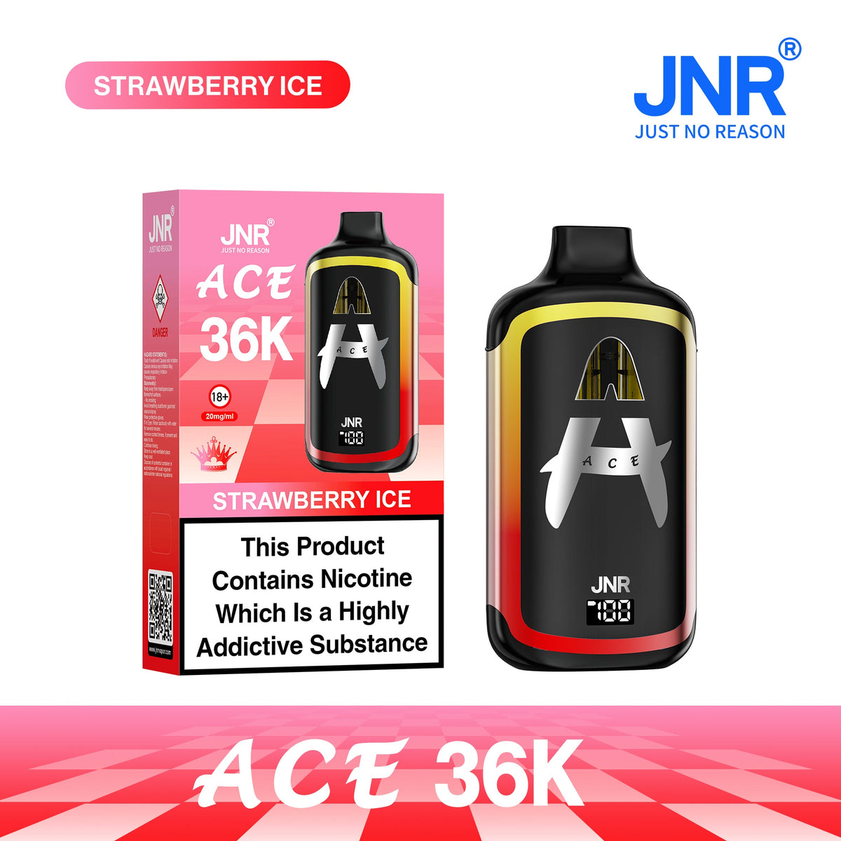 Buy JNR ACE 36k Prefilled Vape Kit Pack of 5 - Strawberry Ice