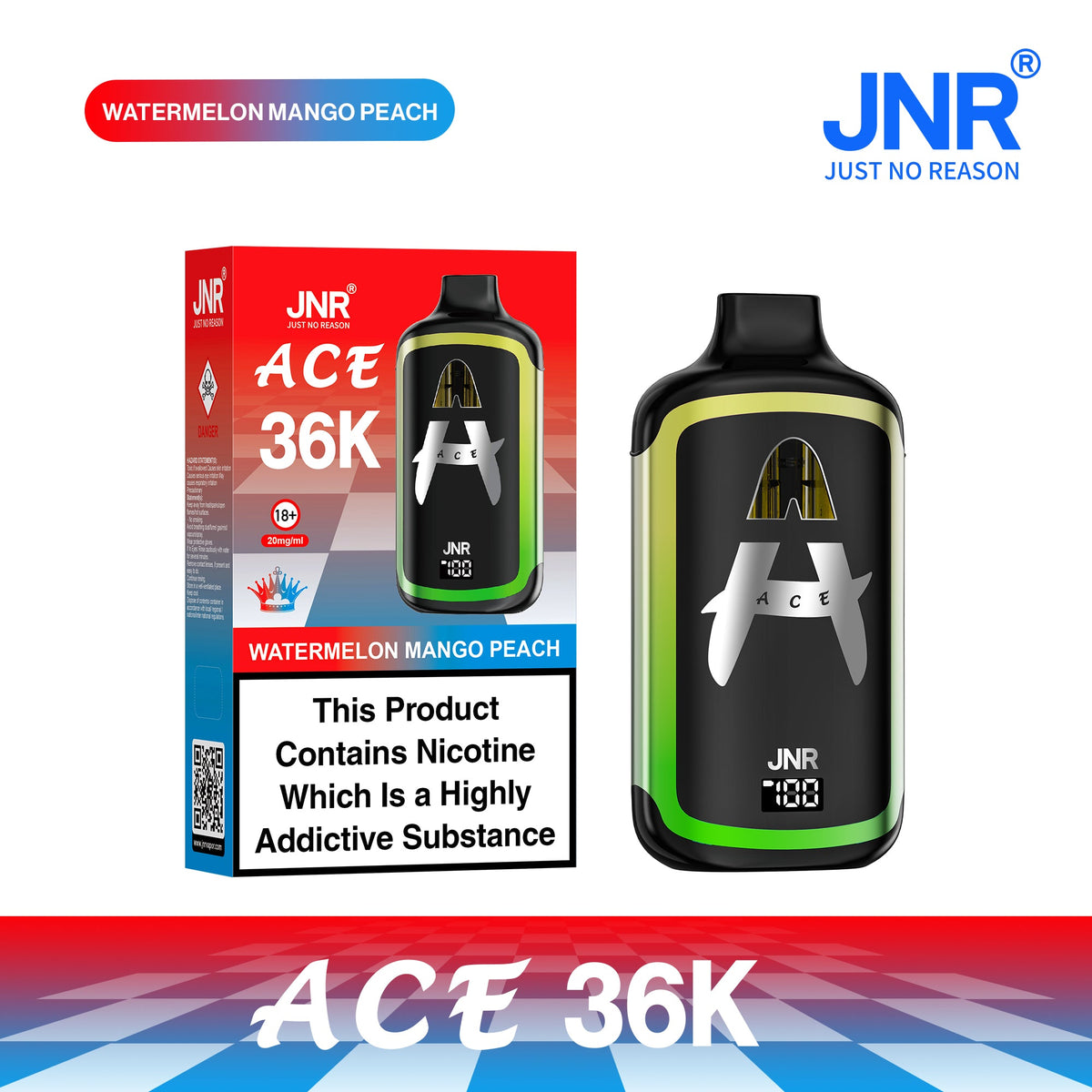 Buy JNR ACE 36k Prefilled Vape Kit Pack of 5 - Watermelon Mango Peach