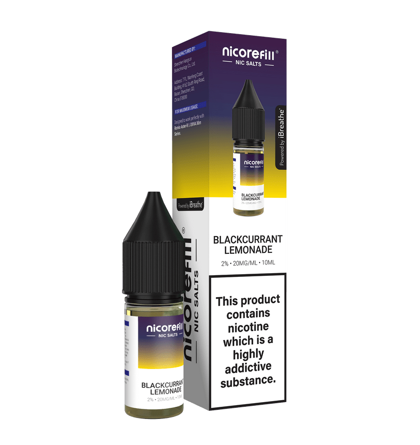 Buy Nicorefill Nic Salt 10ml E - Liquid Box of 10 - Blackcurrant Lemonade