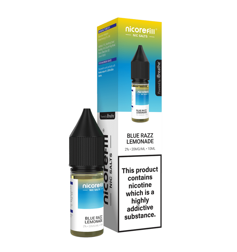 Buy Nicorefill Nic Salt 10ml E - Liquid Box of 10 - Blue Razz Lemonade