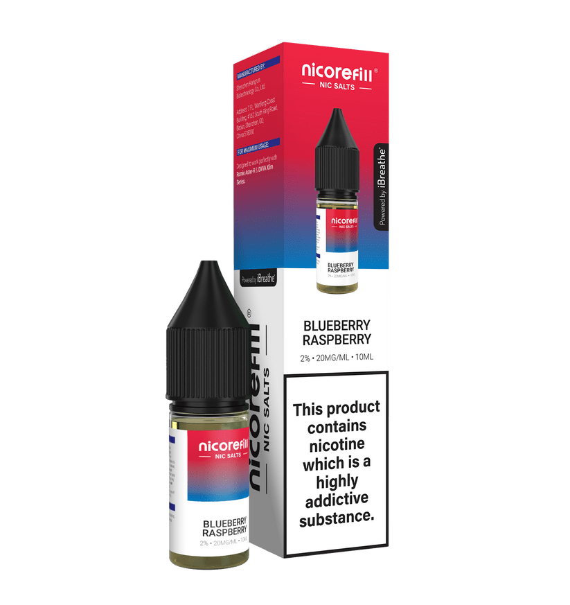 Buy Nicorefill Nic Salt 10ml E - Liquid Box of 10 - Blueberry Raspberry