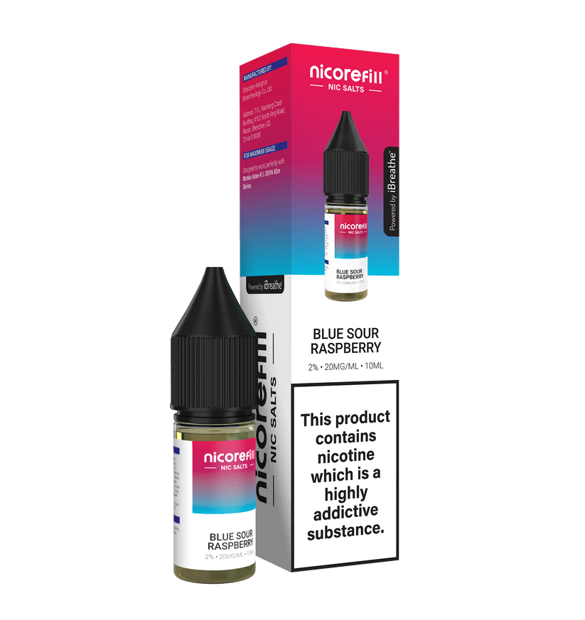 Buy Nicorefill Nic Salt 10ml E - Liquid Box of 10 - Blueberry Sour Raspberry