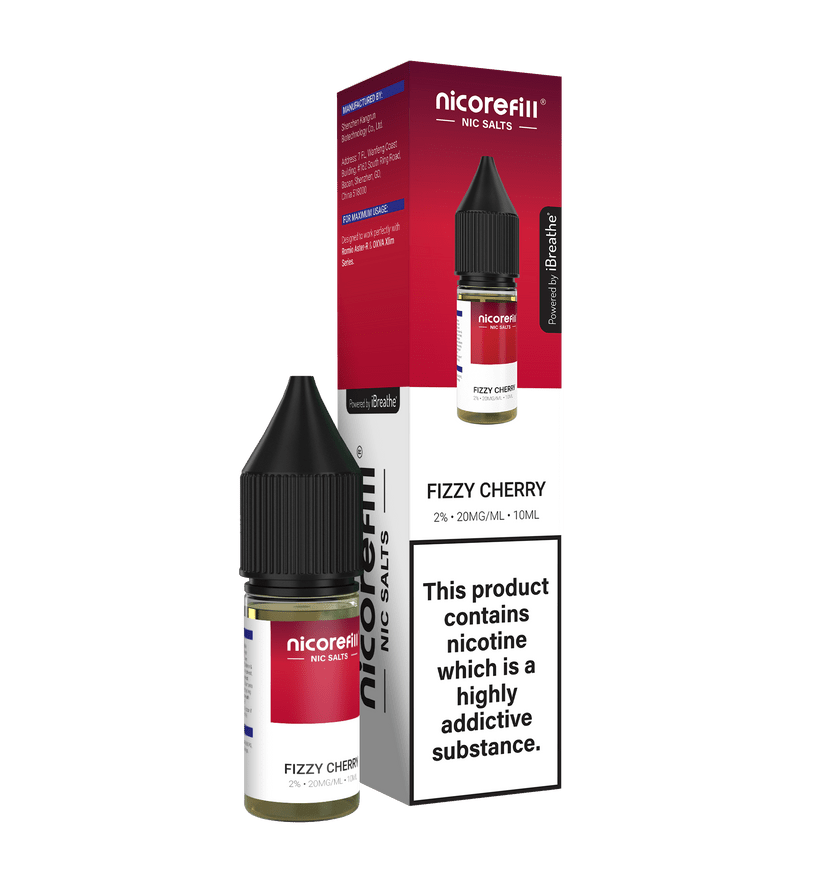 Buy Nicorefill Nic Salt 10ml E - Liquid Box of 10 - Fizzy Cherry