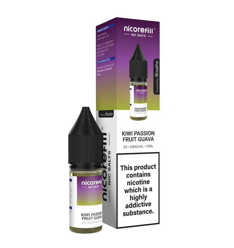 Buy Nicorefill Nic Salt 10ml E - Liquid Box of 10 - Kiwi Passionfruit Guava