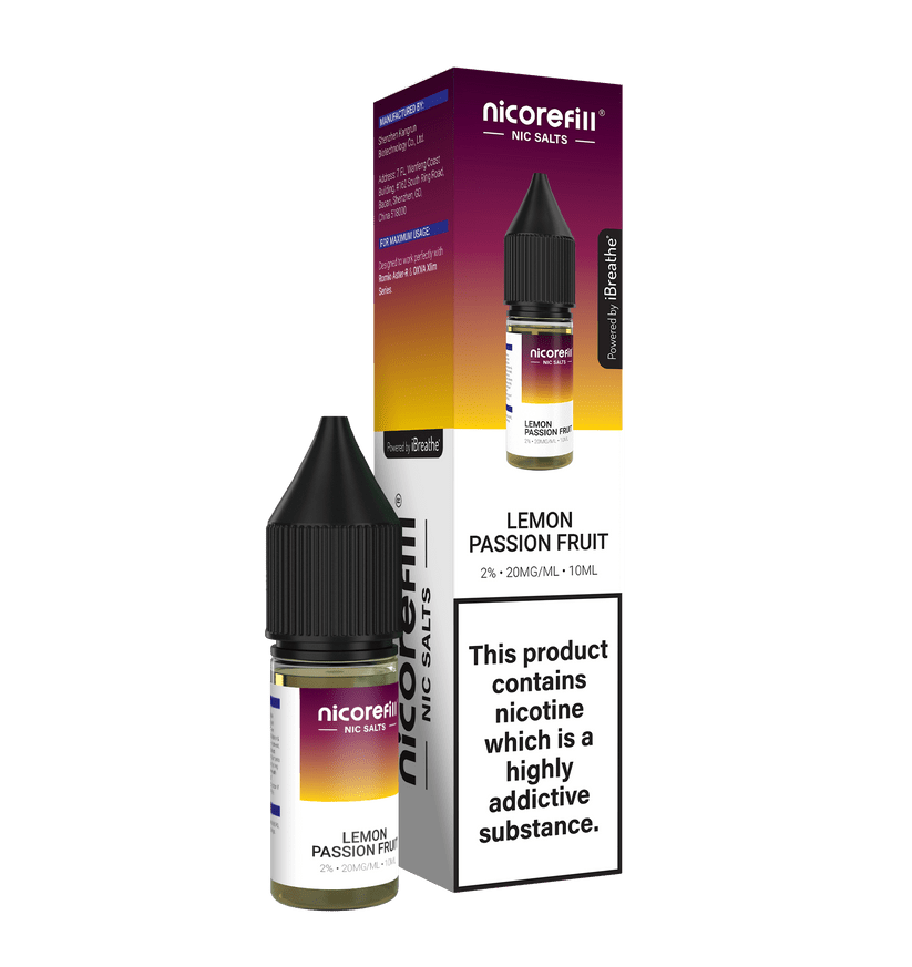 Buy Nicorefill Nic Salt 10ml E - Liquid Box of 10 - Lemon Passionfruit