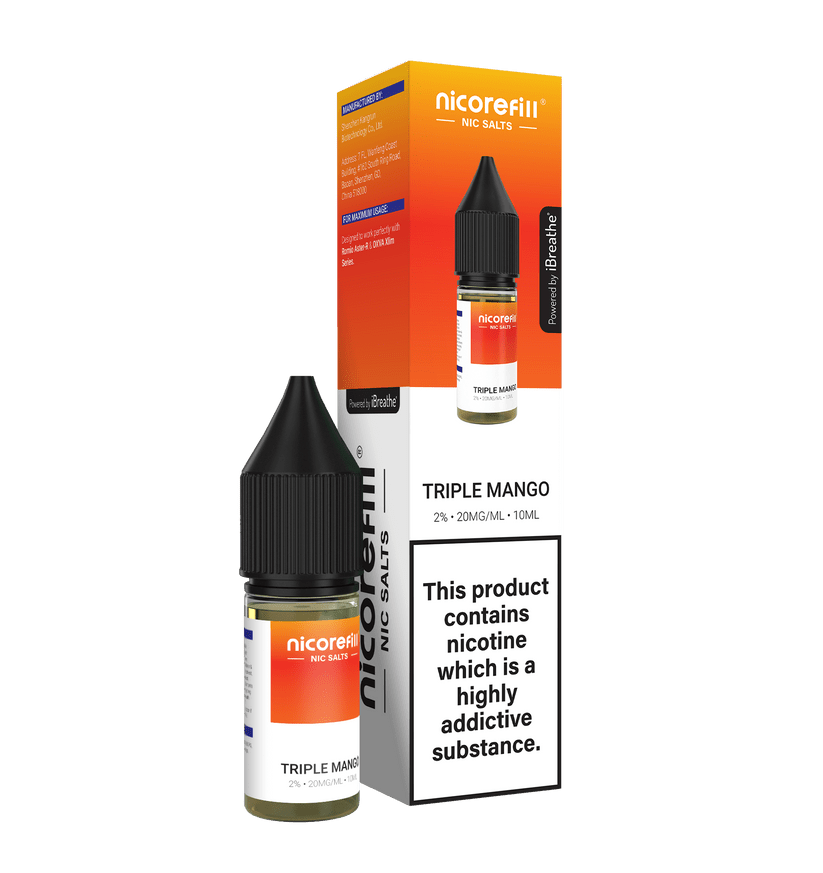 Buy Nicorefill Nic Salt 10ml E - Liquid Box of 10 - Triple Mango