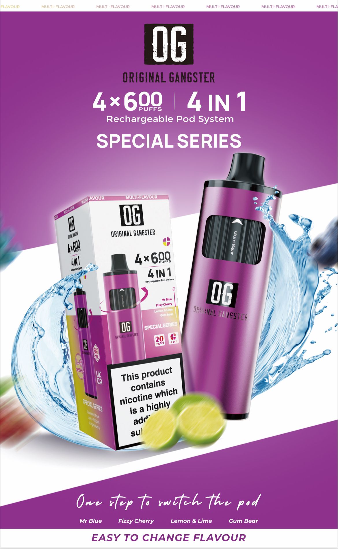 Buy OG Original Gangster 2400 4 in 1 Vape Device Pack of 5 - Special Series
