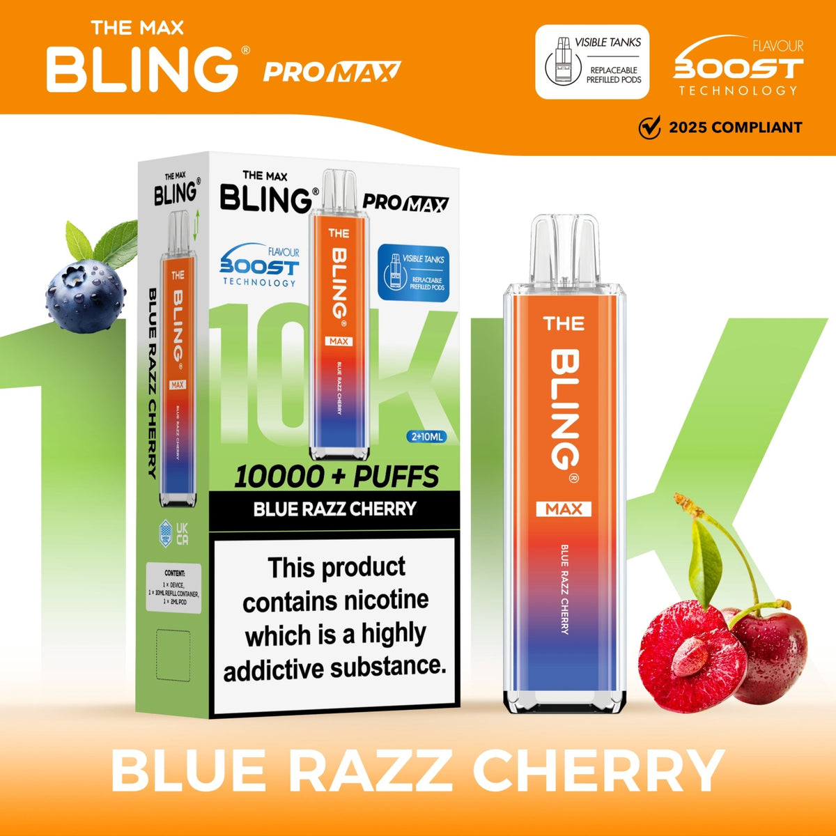 Buy The Crystal Bling Max 10000 Vape Kit Box of 5 - Blue Razz Cherry