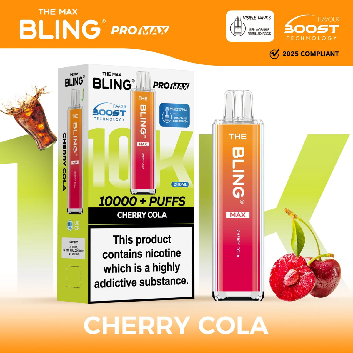 Buy The Crystal Bling Max 10000 Vape Kit Box of 5 - Cherry Cola