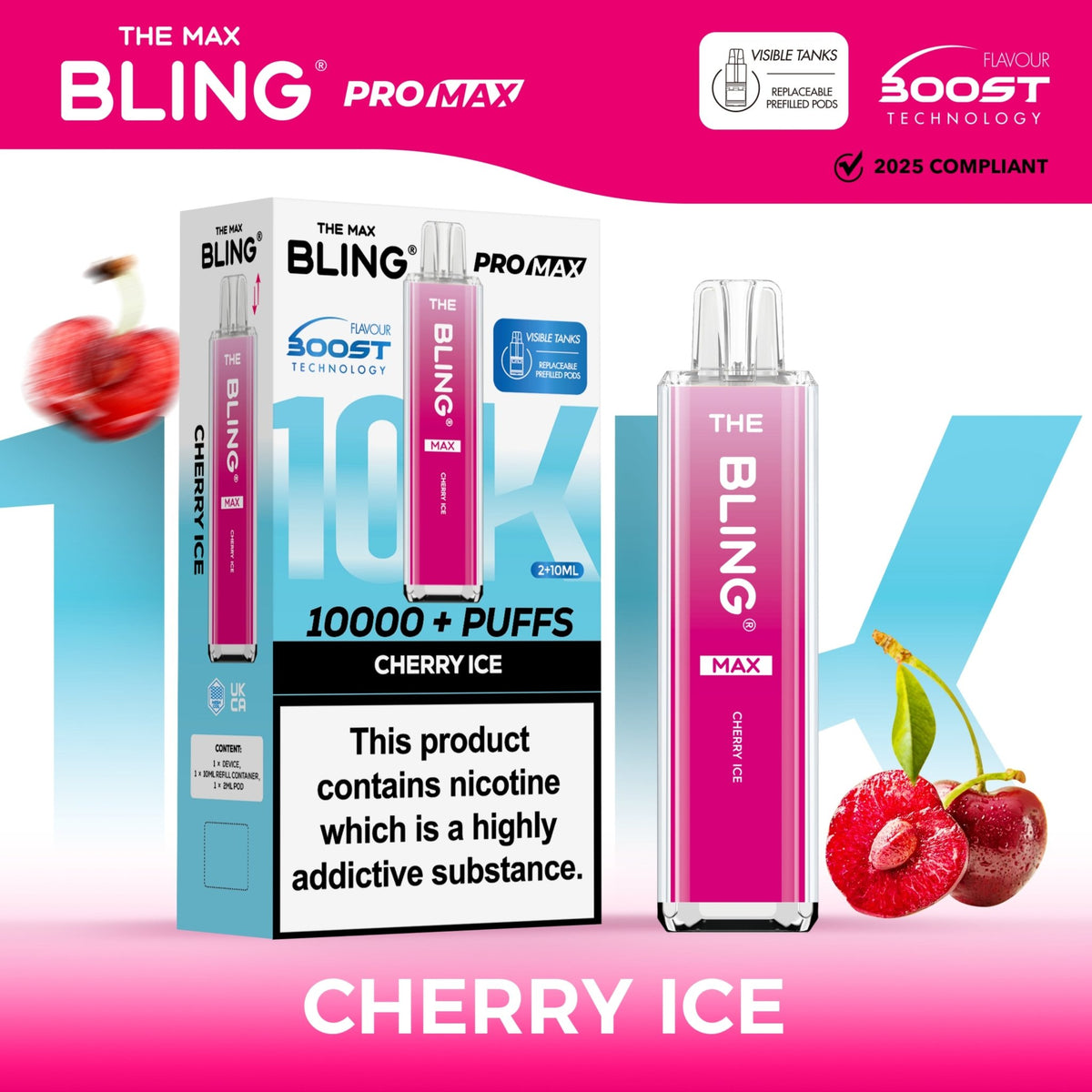 Buy The Crystal Bling Max 10000 Vape Kit Box of 5 - Cherry Ice