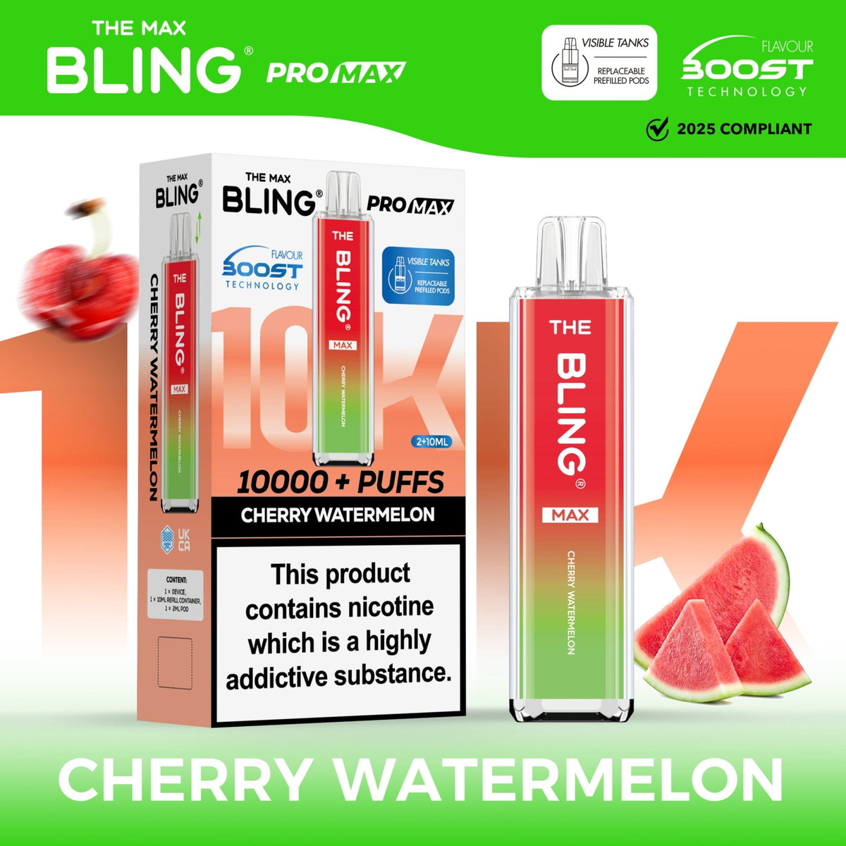 Buy The Crystal Bling Max 10000 Vape Kit Box of 5 - Cherry Watermelon