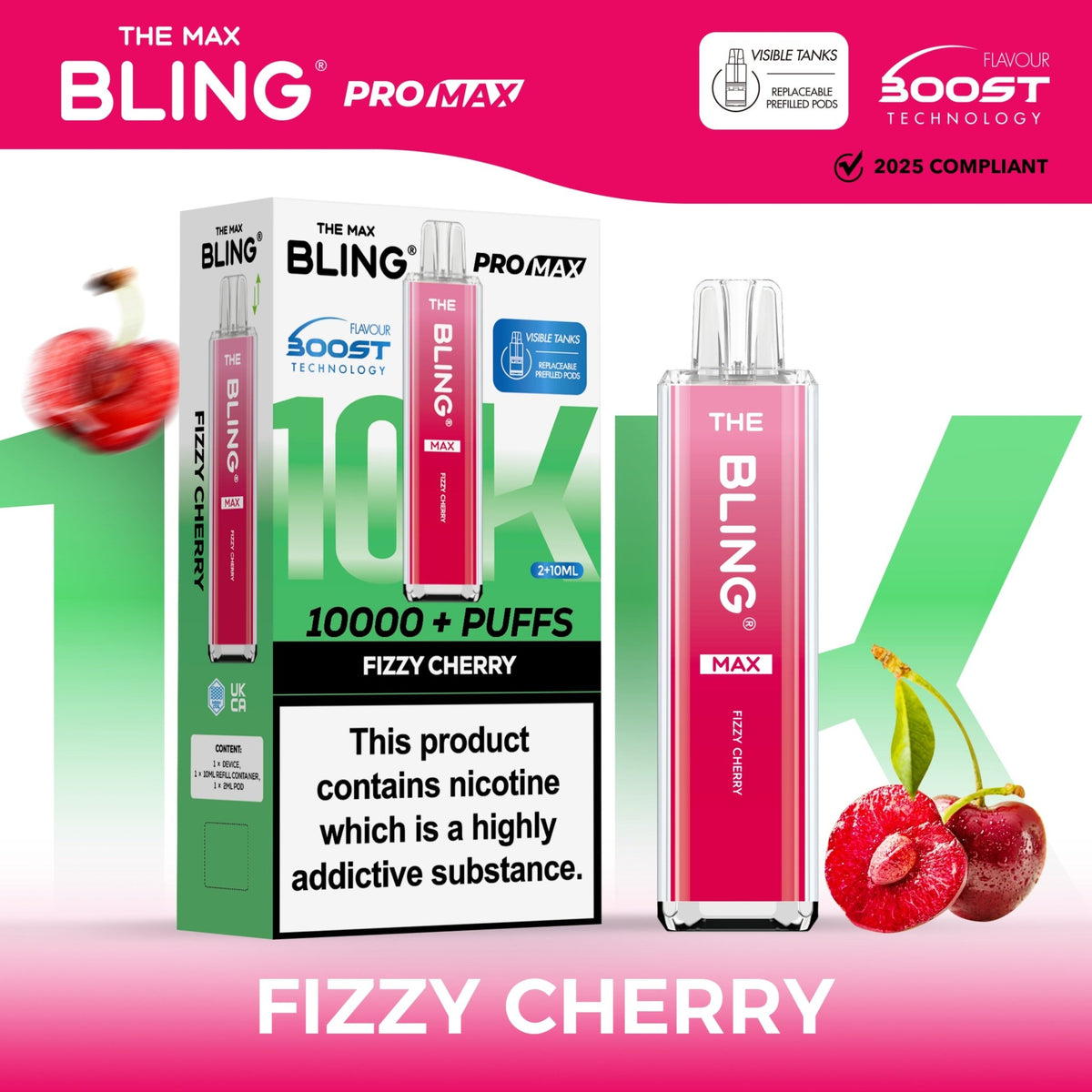 Buy The Crystal Bling Max 10000 Vape Kit Box of 5 - Fizzy Cherry