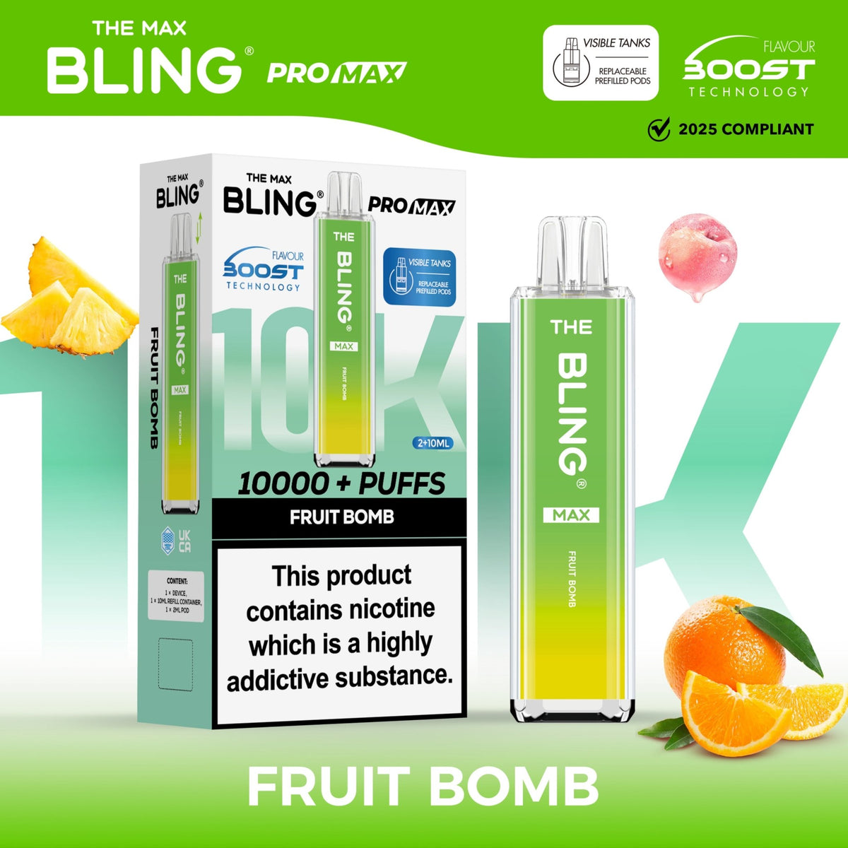 Buy The Crystal Bling Max 10000 Vape Kit Box of 5 - Fruit Bomb