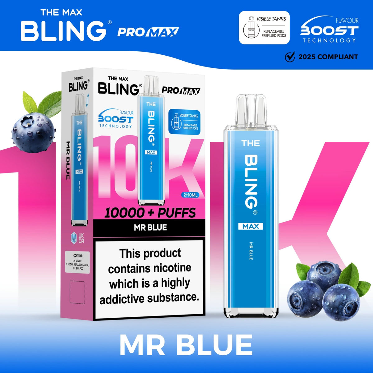 Buy The Crystal Bling Max 10000 Vape Kit Box of 5 - Mr Blue
