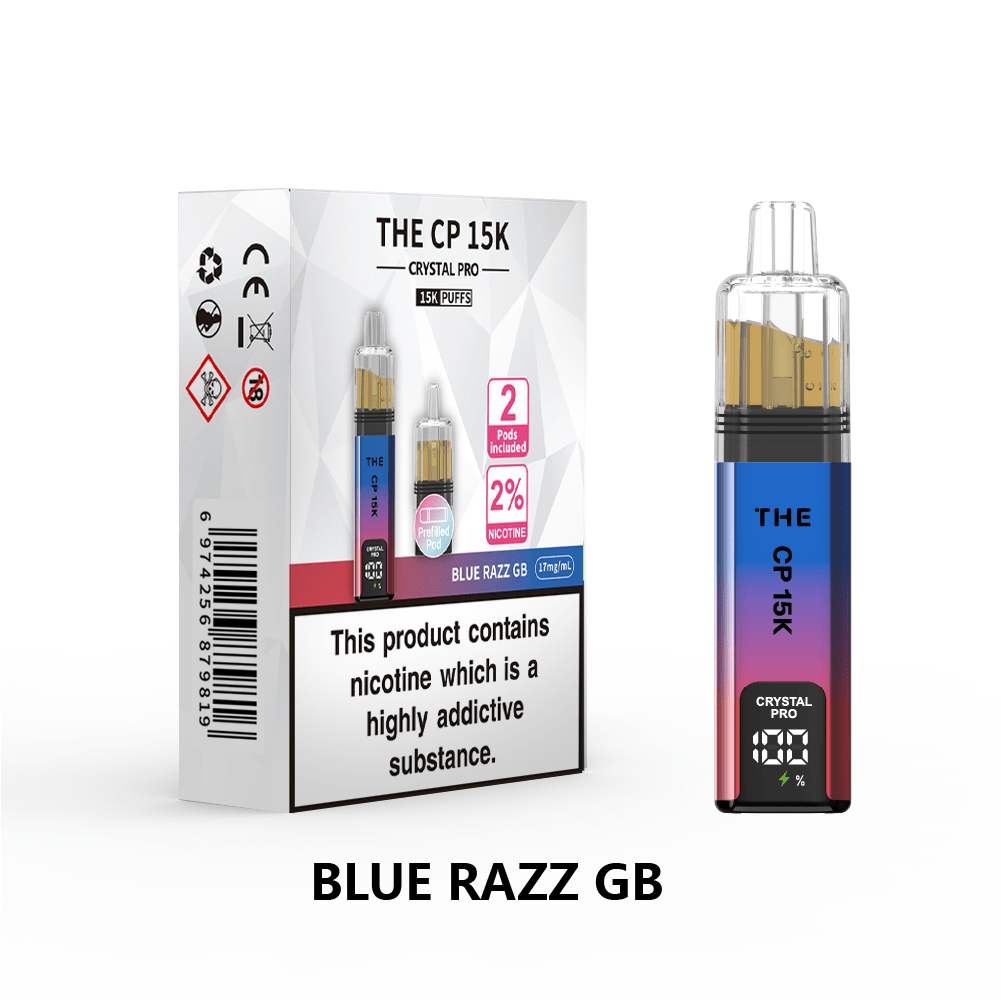 Buy The Crystal Pro CP 15k Prefilled Pod Vape Box of 5 - Blue Razz GB