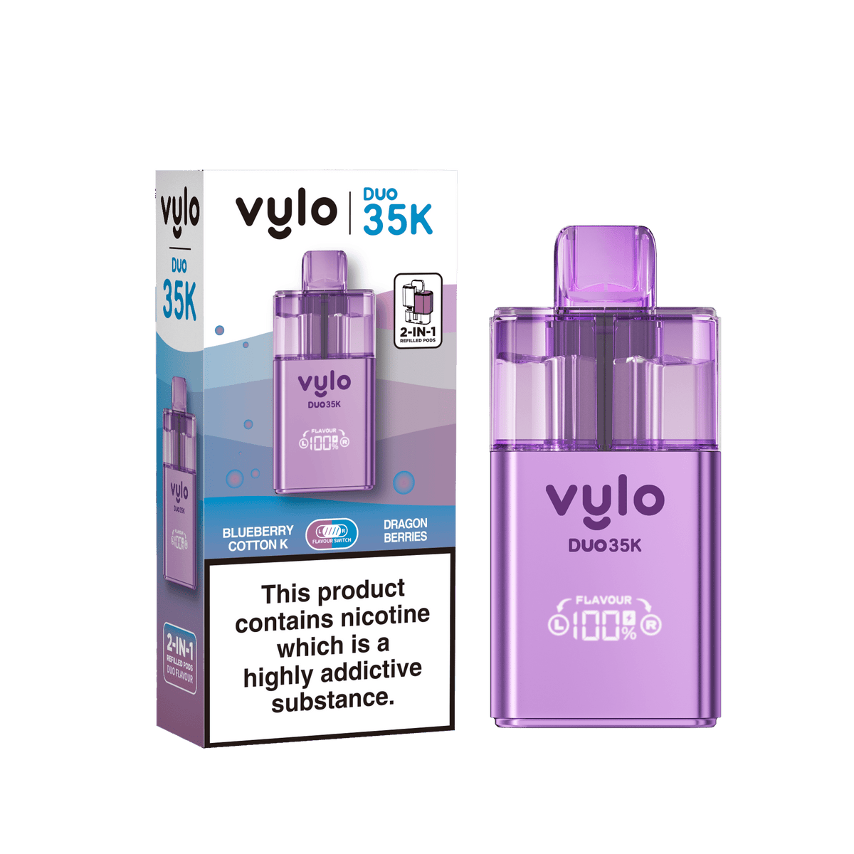 Buy Vylo Duo 35k Prefilled Pod Kit Box of 5 - Blueberry Cotton/Dragon Berries