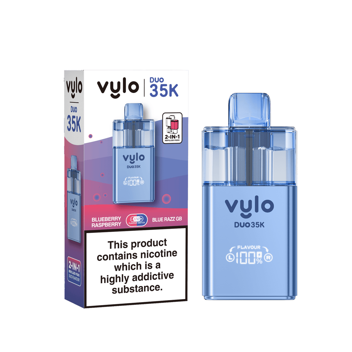 Buy Vylo Duo 35k Prefilled Pod Kit Box of 5 - Blueberry Rasoberry/Blue Razz GB