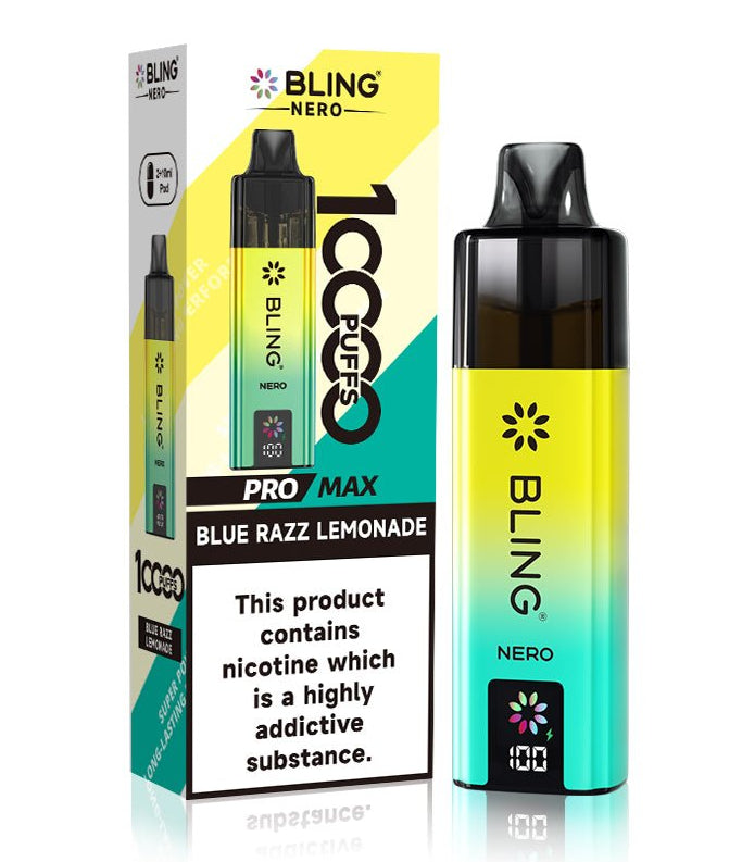 Crystal Bling Nero 10k Vape Kit Box of 5 Blue Razz Lemonade