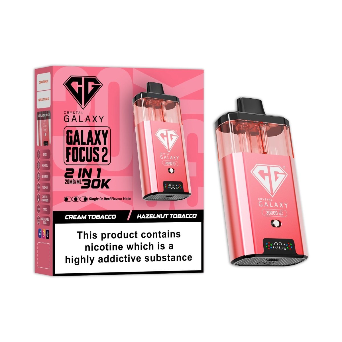 Buy Crystal Galaxy Focus 2 Prefilled 2 in 1 Pod Kit Pack of 5 - Cream Tobacco / Hazelnut Tobacco