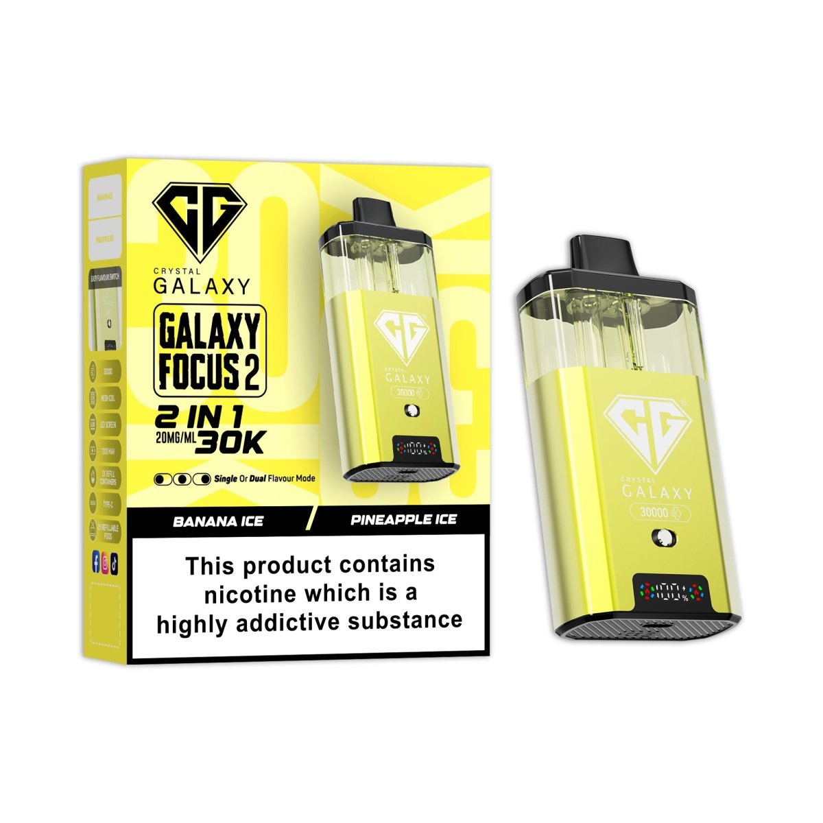 Buy Crystal Galaxy Focus 2 Prefilled 2 in 1 Pod Kit Pack of 5 - Banana Ice / Pineapple Ice