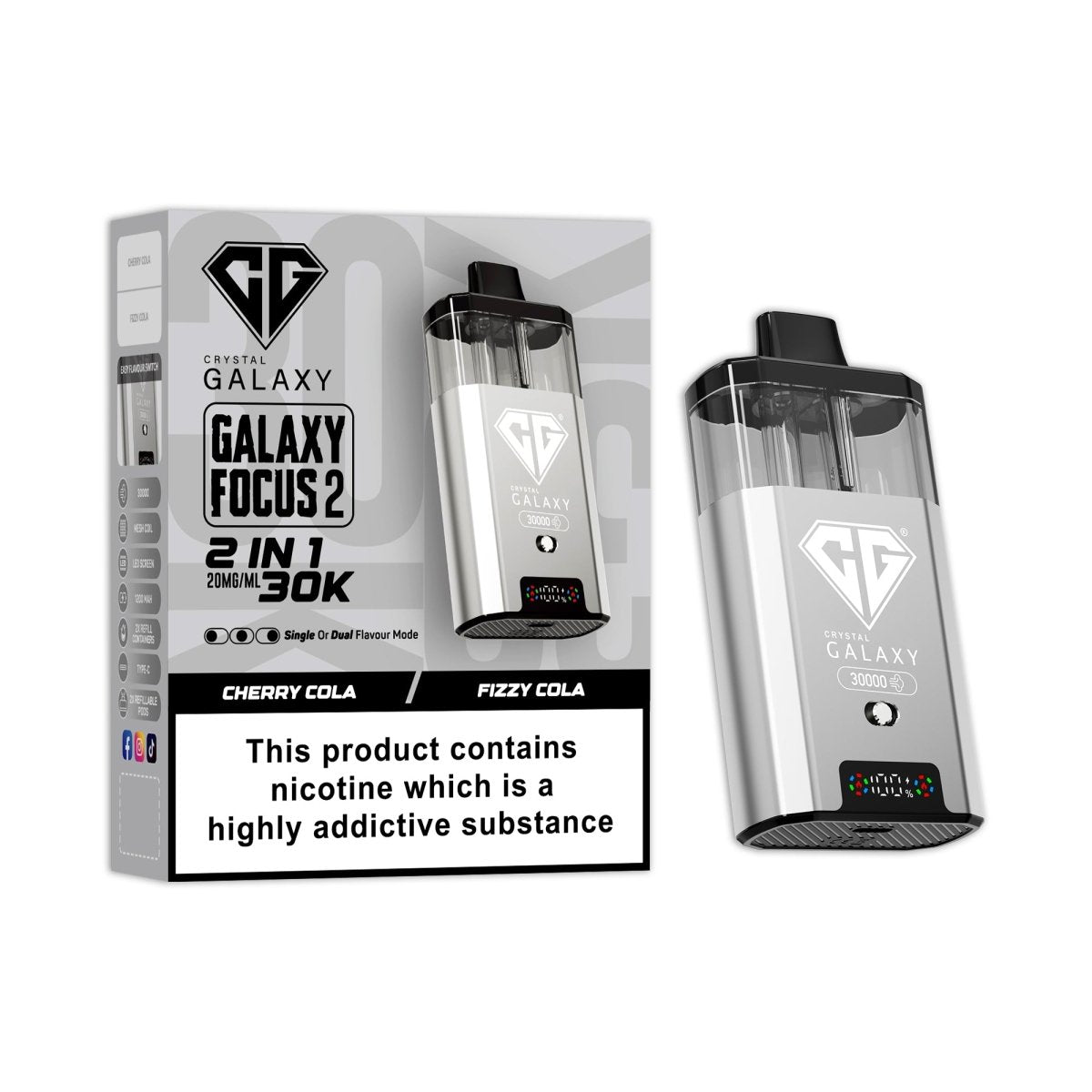 Buy Crystal Galaxy Focus 2 Prefilled 2 in 1 Pod Kit Pack of 5 - Cherry Cola / Fizzy Cola