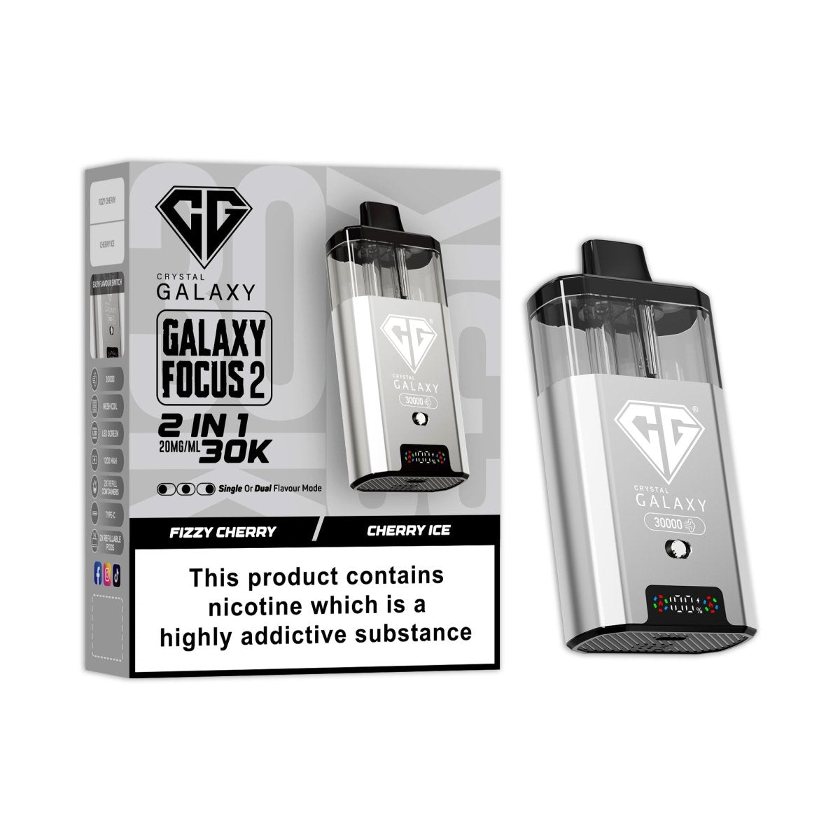 Buy Crystal Galaxy Focus 2 Prefilled 2 in 1 Pod Kit Pack of 5 - Fizzy Cherry / Cherry Ice