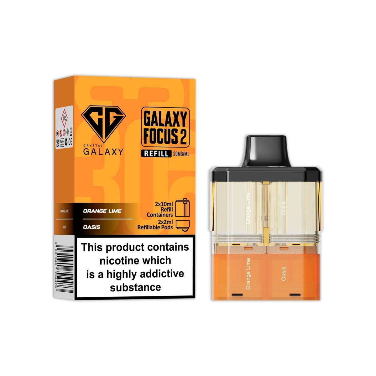 Buy Crystal Galaxy Focus 2 Replacement Pods - Orange Lime / Oasis