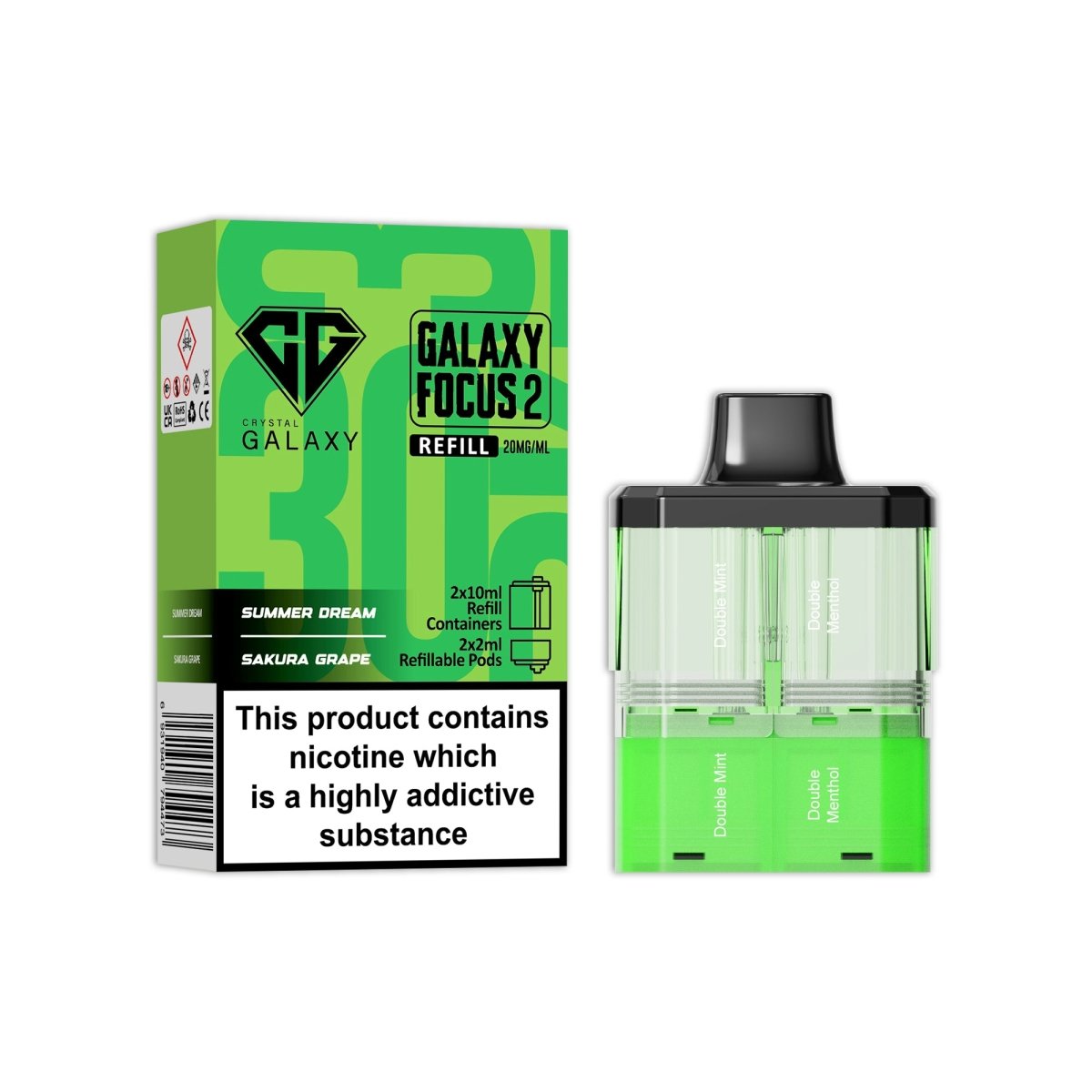 Buy Crystal Galaxy Focus 2 Replacement Pods - Double Mint / Double Menthol