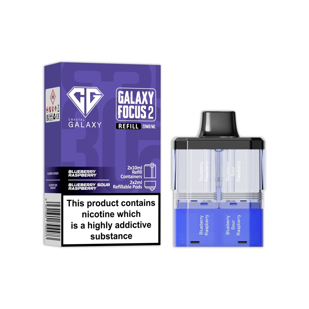 Buy Crystal Galaxy Focus 2 Replacement Pods - Blueberry Raspberry / Blueberry Sour Raspberry