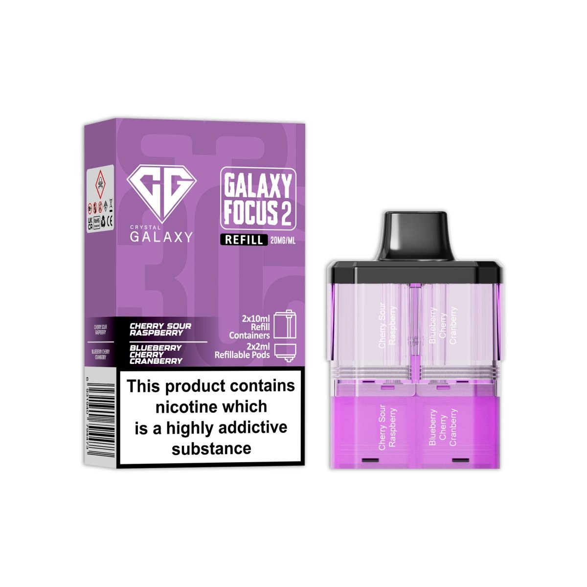 Buy Crystal Galaxy Focus 2 Replacement Pods - Cherry Sour Raspberry / Blueberry Cherry Cranberry