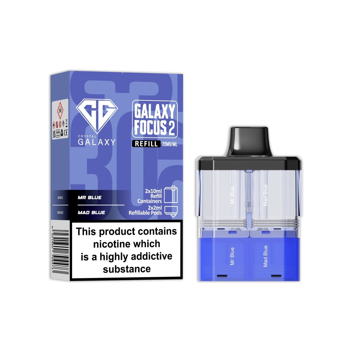 Buy Crystal Galaxy Focus 2 Replacement Pods - Mr Blue / Mad Blue