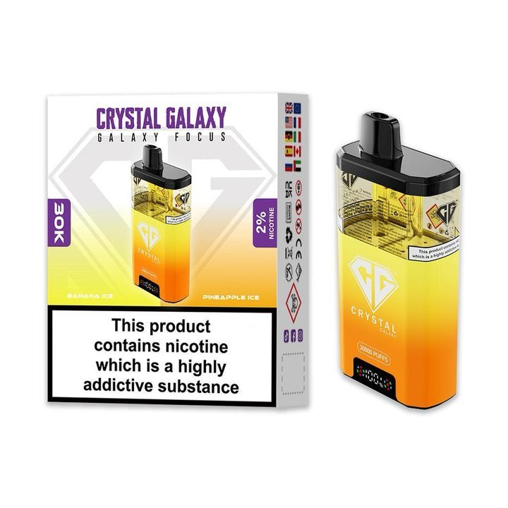 Buy Crystal Galaxy Focus 30k Disposable Vape Pack of 5 - Banana Ice & Pineapple Ice