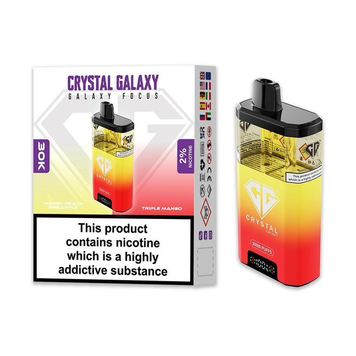 Buy Crystal Galaxy Focus 30k Disposable Vape Pack of 5 - Mango Peach Pineapple & Triple Mango