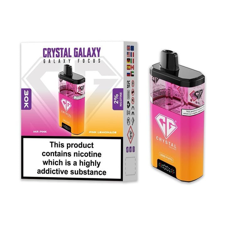 Buy Crystal Galaxy Focus 30k Disposable Vape Pack of 5 - Mr Pink & Pink Lemonade