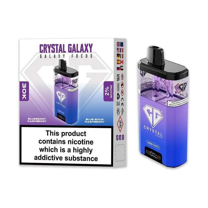 Buy Crystal Galaxy Focus 30k Disposable Vape Pack of 5 - Blueberry Raspberry & Blueberry Sour Raspberry