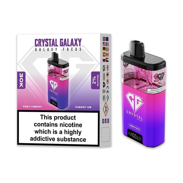 Buy Crystal Galaxy Focus 30k Disposable Vape Pack of 5 - Fizzy Cherry & Cherry Ice