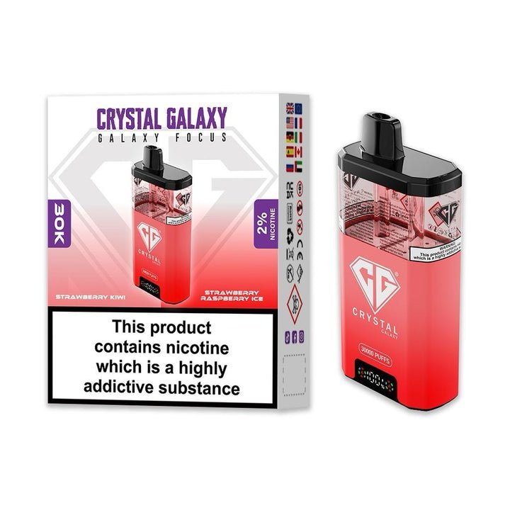 Buy Crystal Galaxy Focus 30k Disposable Vape Pack of 5 - Strawberry Kiwi & Strawberry Raspberry Ice