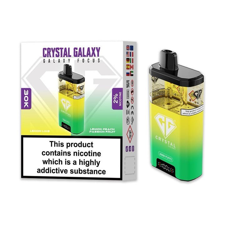 Buy Crystal Galaxy Focus 30k Disposable Vape Pack of 5 - Lemon Lime & Lemon Peach Passionfruit