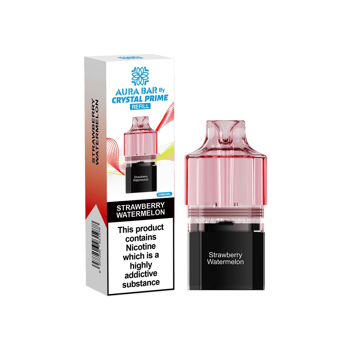 Buy Crystal Prime Aura Bar 10k Replacement Pods Box of 5 - Strawberry Watermelon