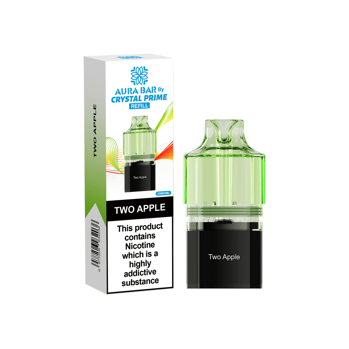 Buy Crystal Prime Aura Bar 10k Replacement Pods Box of 5 - Two Apple