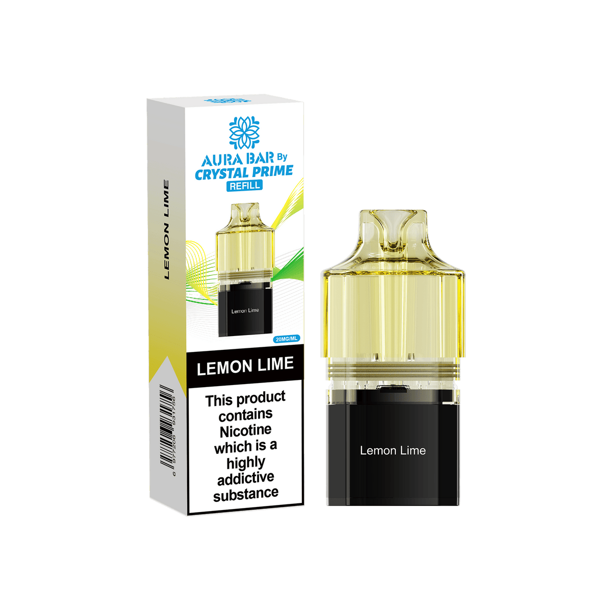 Buy Crystal Prime Aura Bar 10k Replacement Pods Box of 5 - Lemon Lime