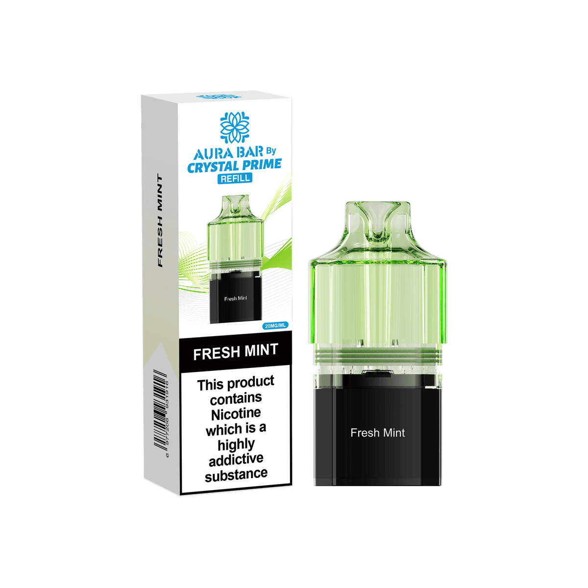 Buy Crystal Prime Aura Bar 10k Replacement Pods Box of 5 - Fresh Mint