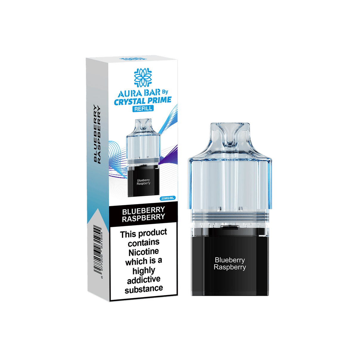 Buy Crystal Prime Aura Bar 10k Replacement Pods Box of 5 - Blueberry Raspberry