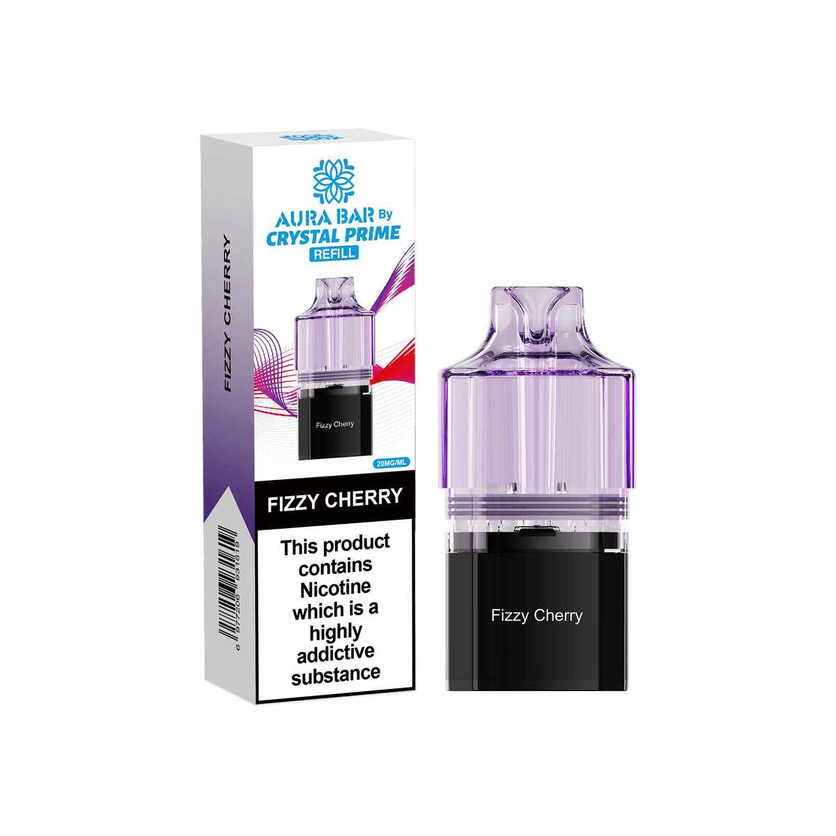 Buy Crystal Prime Aura Bar 10k Replacement Pods Box of 5 - Fizzy Cherry