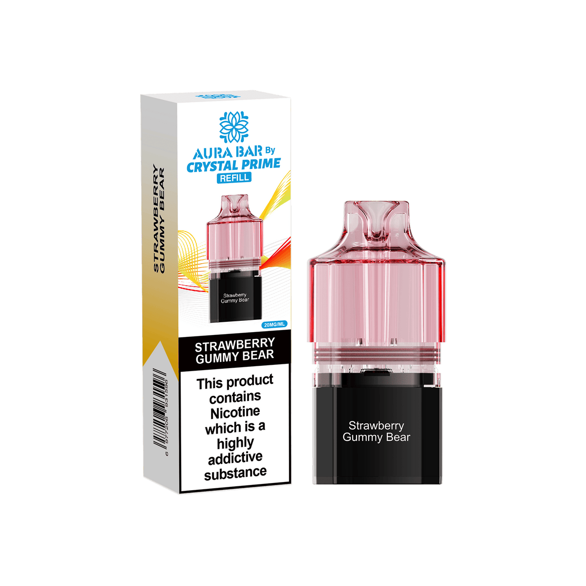 Buy Crystal Prime Aura Bar 10k Replacement Pods Box of 5 - Strawberry Gummy Bear