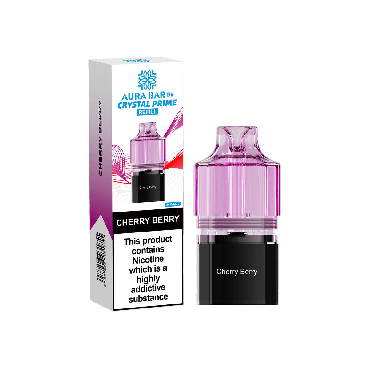 Buy Crystal Prime Aura Bar 10k Replacement Pods Box of 5 - Cherry Berry