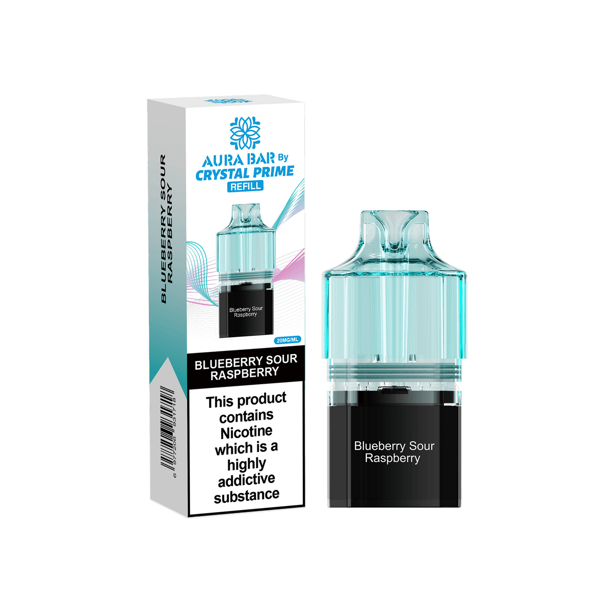 Buy Crystal Prime Aura Bar 10k Replacement Pods Box of 5 - Blue Sour Raspberry